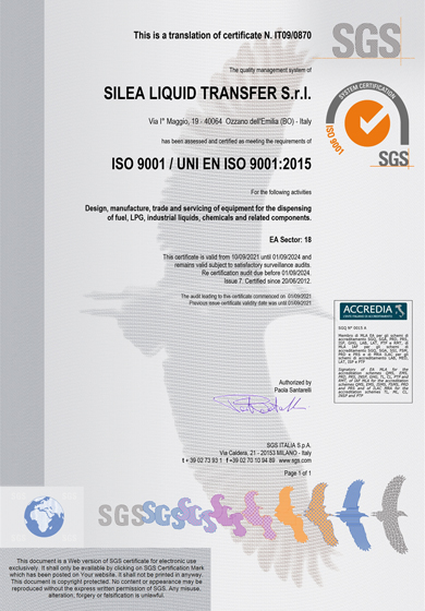 Certificate UNI EN ISO 9001:2015