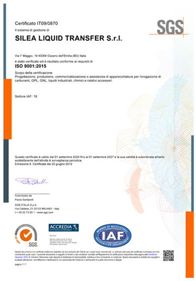 Certificate UNI EN ISO 9001:2015